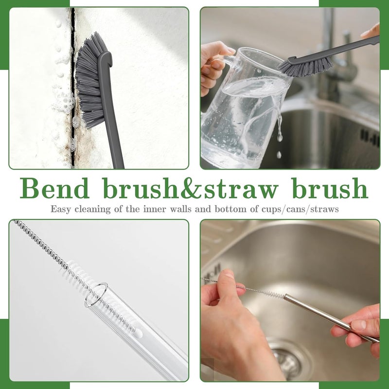 AONEZ 15pcs Crevice Cleaning Brush, Hard Bristle Scrub Brushes Tools, Multifunctional Grout Brush for Home, Bathroom, Ktichen, Window and Corners - Image 2